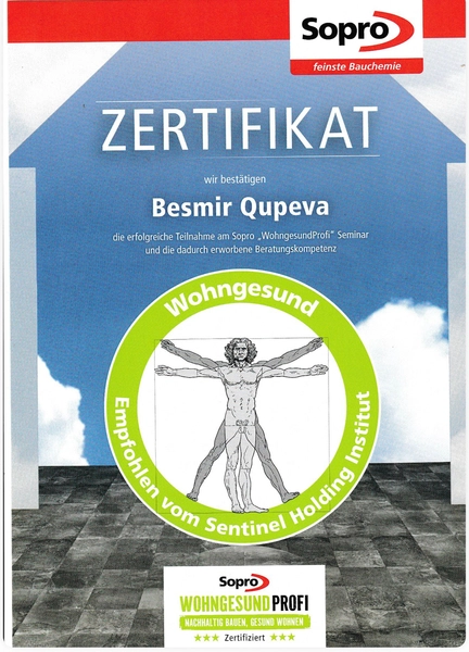 BESMIR QUPEVA - Fliesenlegermeister - Zertifikat